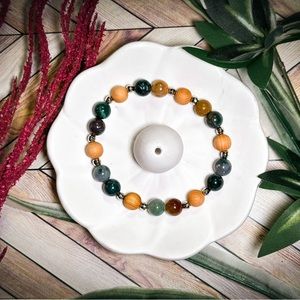 Stability, Commitment, & Joy | Indian Agate Gemstone Aromatherapy Bracelet